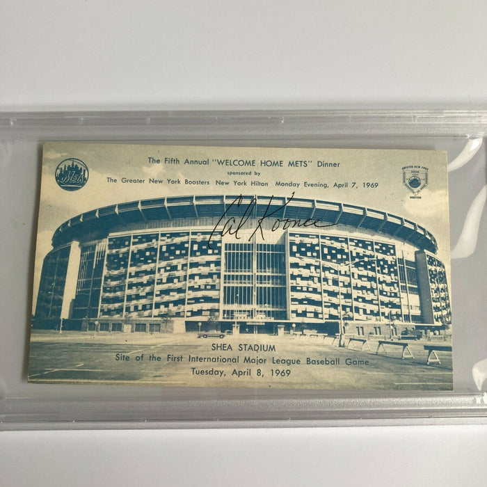 Cal Koonce Signed 1969 New York Mets Shea Stadium Postcard PSA DNA RARE