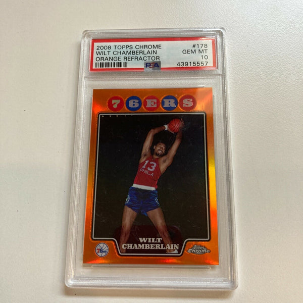 Wilt Chamberlain 2008-09 Topps Chrome #178 Orange Refractor /499 PSA 10 Gem Mint