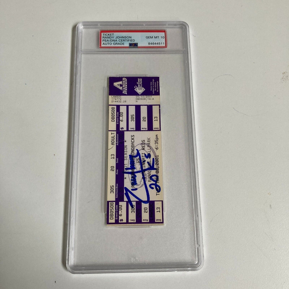 Randy Johnson Signed 20 Strikeout Game Ticket May 8, 2001 PSA 10 GEM MINT