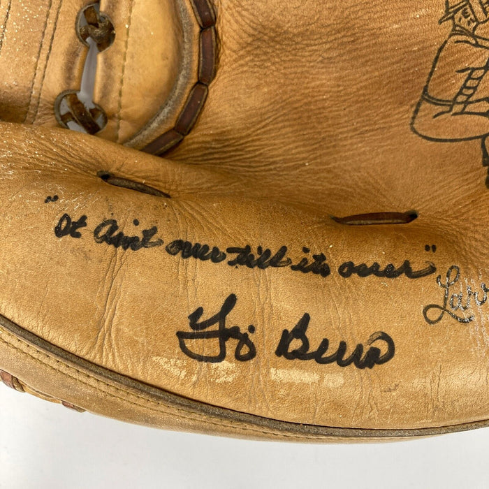 Yogi Berra It Ain't Over Till It's Over  Signed 1950's Catcher's Mitt Glove JSA