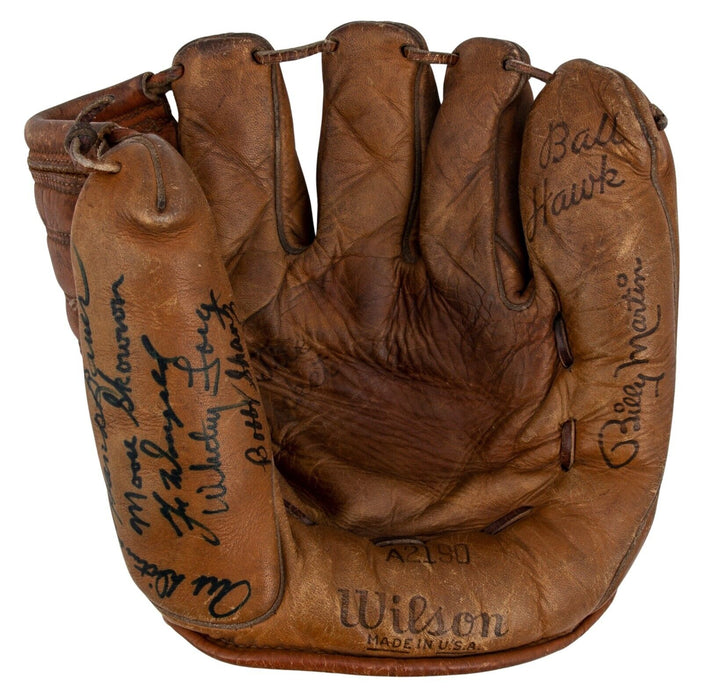 Mickey Mantle 1955 New York Yankees Team Signed Baseball Glove JSA COA
