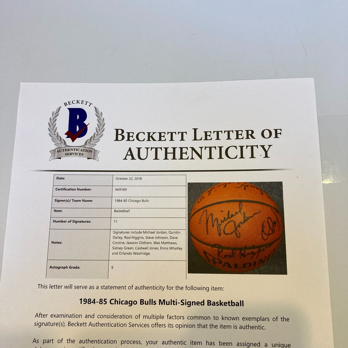 The Finest Michael Jordan Rookie 1984 Bulls Team Signed Basketball Beckett 9