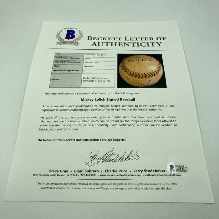 Mickey Lolich Signed Career Win No. 24 Final Out Game Used Baseball Beckett COA