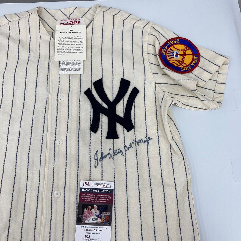 Johnny Mize "Big Cat" Signed 1952 Mitchell & Ness New York Yankees Jersey JSA