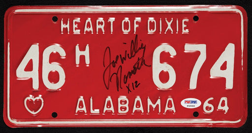Joe Namath Full-Name Signed Alabama License Plate PSA DNA COA