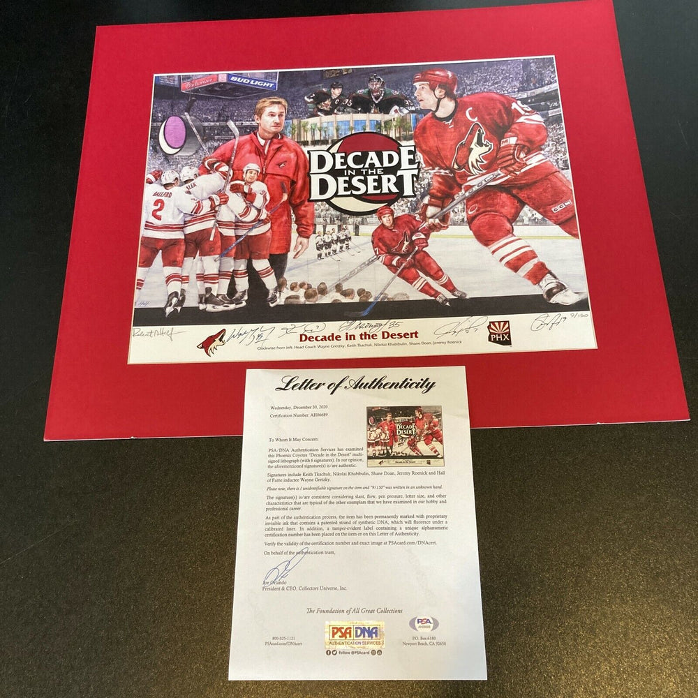 Wayne Gretzky Keith Tkachuk & Jeremy Roenick Signed Phoenix Coyotes Photo PSA