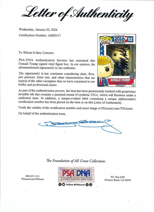 President Donald Trump Signed Road to the White House Funko Pop PSA DNA COA RARE