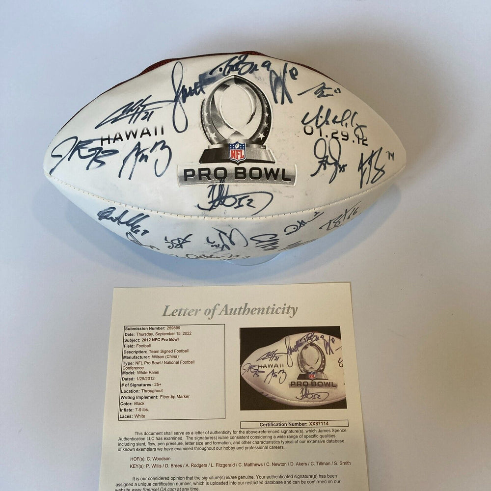 2012 Pro Bowl NFC Team Signed Football Drew Brees Charles Woodson JSA COA