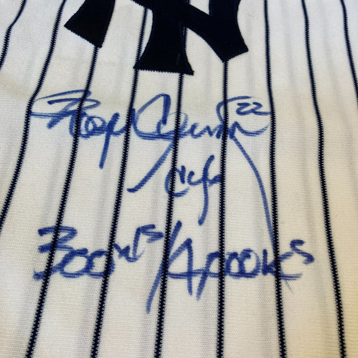 Roger Clemens "Rocket 300 Wins 4,000 K's" Signed New York Yankees Jersey JSA COA