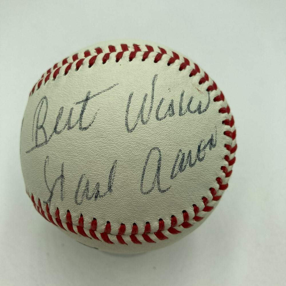 Hank Aaron Signed Vintage 1970's Atlanta Braves Baseball JSA COA