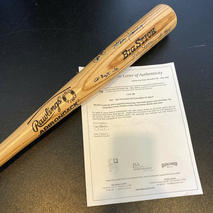 New York Giants Legends Signed Bat With Larry Doby & Art Rust Jr. JSA COA