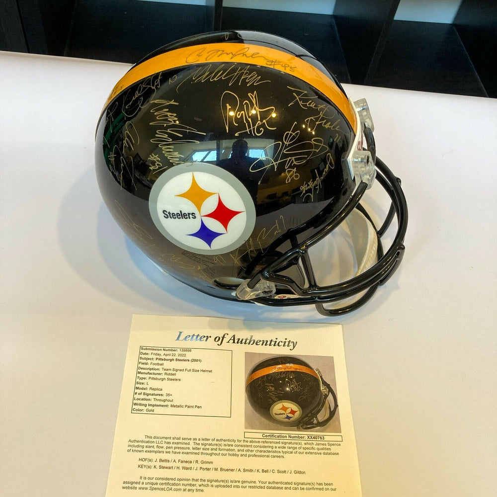2001 Pittsburgh Steelers Team Signed Riddell Full Size Helmet JSA COA