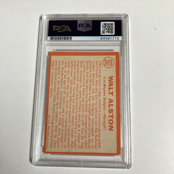 1964 Topps Walt Alston Signed Baseball Card Los Angeles Dodgers PSA DNA COA