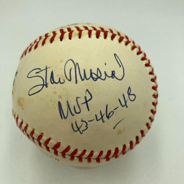 Stan Musial 1943, 1946, 1948 NL MVP Winners Signed Baseball JSA COA