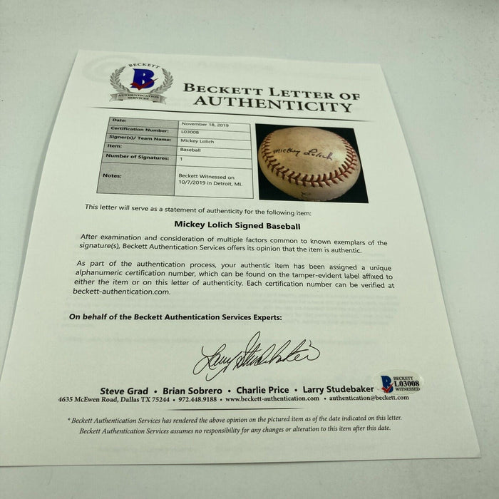Mickey Lolich Signed Career Win No. 165 Final Out Game Used Baseball Beckett COA