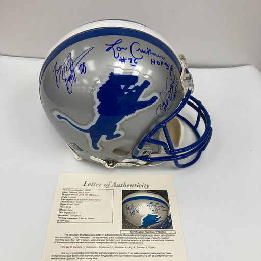 Barry Sanders Detroit Lions Hall Of Fame Legends Multi Signed Helmet JSA COA