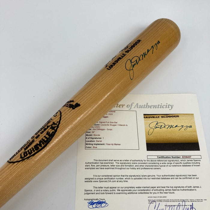 Beautiful Joe Dimaggio Signed Game Model Baseball Bat With JSA COA