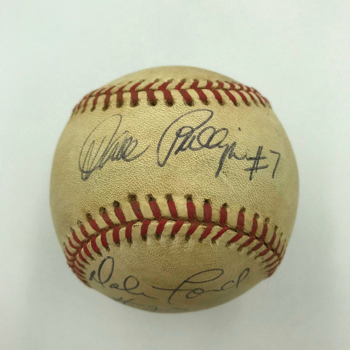 1997 Yankees Indians ALDS Playoffs Game Used Baseball Signed By All Umpires