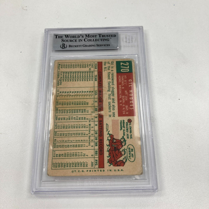 1959 Topps Gil Hodges Signed Autographed Baseball Card BGS Beckett Certified