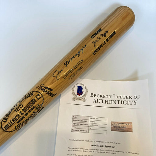 Beautiful Joe Dimaggio Signed Game Model Baseball Bat With Beckett COA