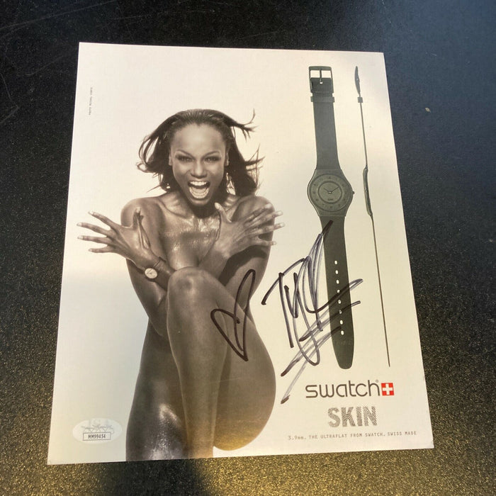 Tyra Banks Model Signed Swatch Photo With JSA COA