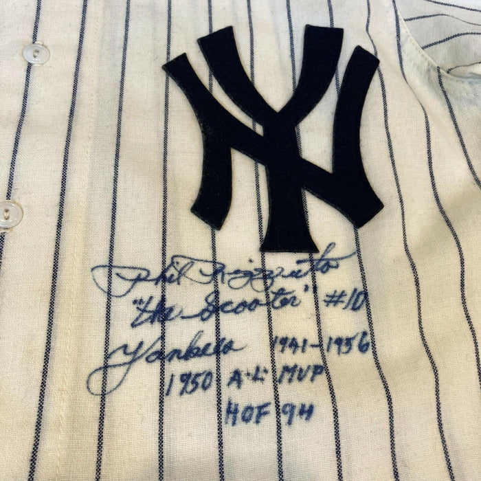 Phil Rizzuto Signed Heavily Inscribed STATS New York Yankees Jersey With JSA COA