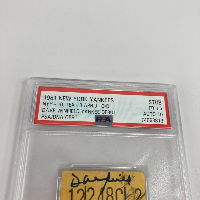 Dave Winfield Signed 1981 New York Yankees Debut Ticket 4-9-81 PSA DNA