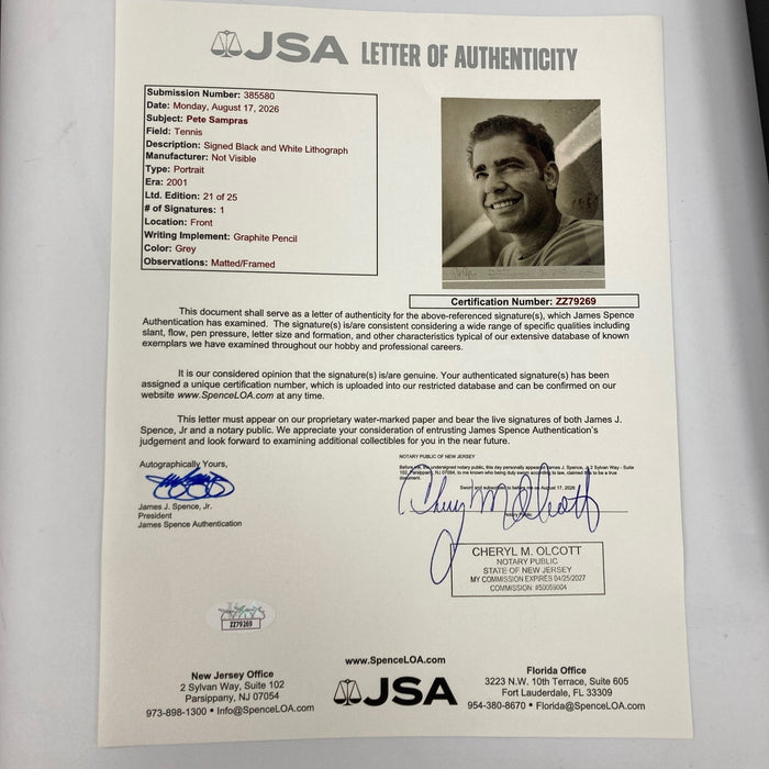 Pete Sampras Signed 2002 The ESPY Collection #21/25 Original Photo JSA COA