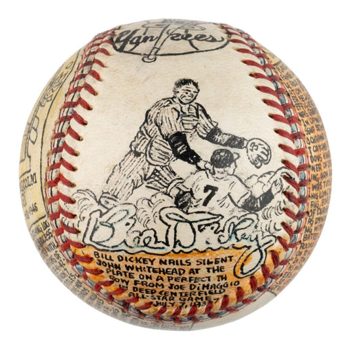 Beautiful Bill Dickey Hand Painted George Sosnak Folk Art Hall Of Fame Baseball