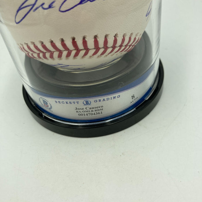 Jose Canseco Signed Inscribed STAT Baseball Beckett BGS Certified