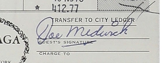 Joe Medwick Signed The Otesaga Hotel Cooperstown Receipt PSA DNA 10 Gem Mint