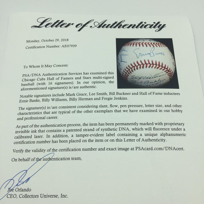 Chicago Cubs Hall Of Fame & Legends Signed Baseball 16 Sigs Ernie Banks PSA DNA