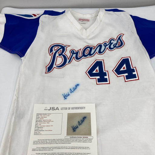 Hank Aaron Signed Authentic 1974 Mitchell & Ness Atlanta Braves Jersey JSA COA