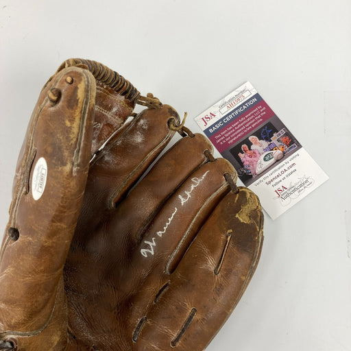 Warren Spahn Signed 1950's Game Model Baseball Glove JSA COA