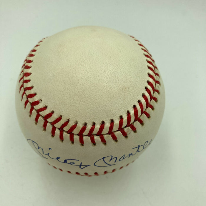 Beautiful Mickey Mantle Signed American League Baseball PSA DNA Graded MINT 9