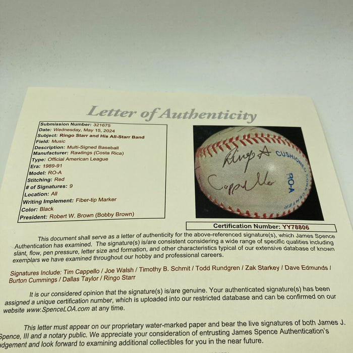 Ringo Starr & His All Starr Band Multi Signed Baseball Beatles JSA COA