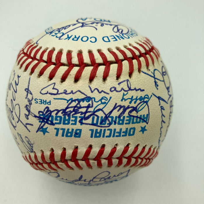 Mickey Mantle New York Yankees Hall Of Fame Legends Multi Signed Baseball JSA