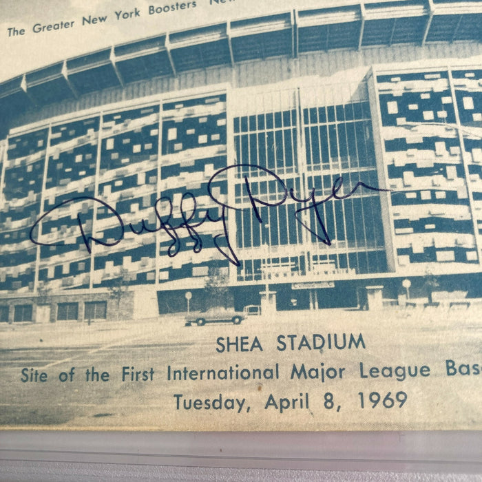 Duffy Dyer Signed 1969 New York Mets Shea Stadium Postcard PSA DNA RARE