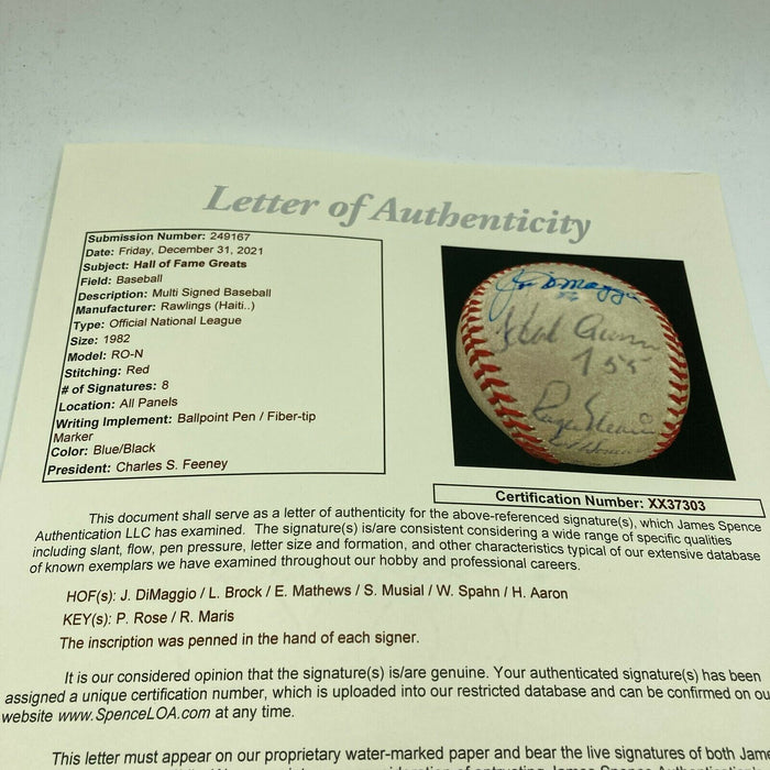 Roger Maris 61 HRS Joe Dimaggio 56 Games Great Moments Signed Baseball JSA COA