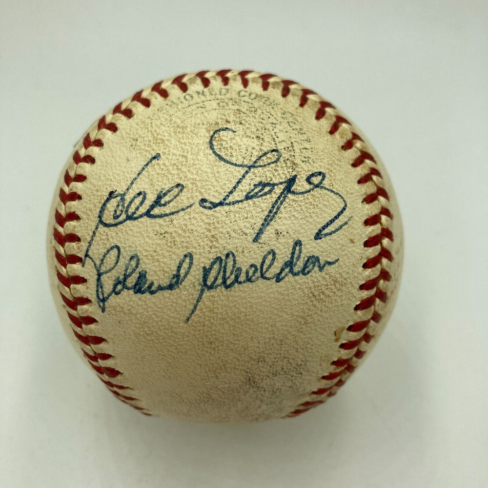 Hector Lopez & Rollie Sheldon Signed 1950's AL Cronin Baseball JSA COA