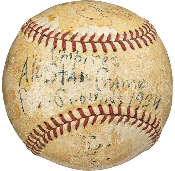 1934 All Star Game Umpires Signed Game Used Baseball Beckett COA