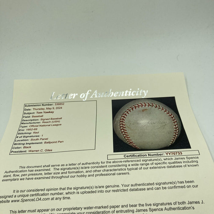 Tom Yawkey Single Signed 1961 World Series Game Used Baseball Boston Red Sox JSA