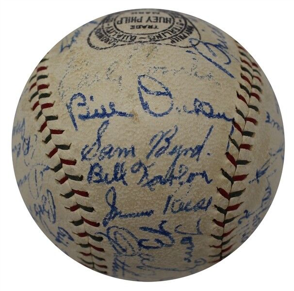 The Finest 1930 NY Yankees Team Signed Baseball Babe Ruth & Lou Gehrig JSA COA