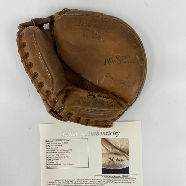 Yogi Berra Signed 1950's Spalding Game Model Catcher's Mitt Glove JSA COA