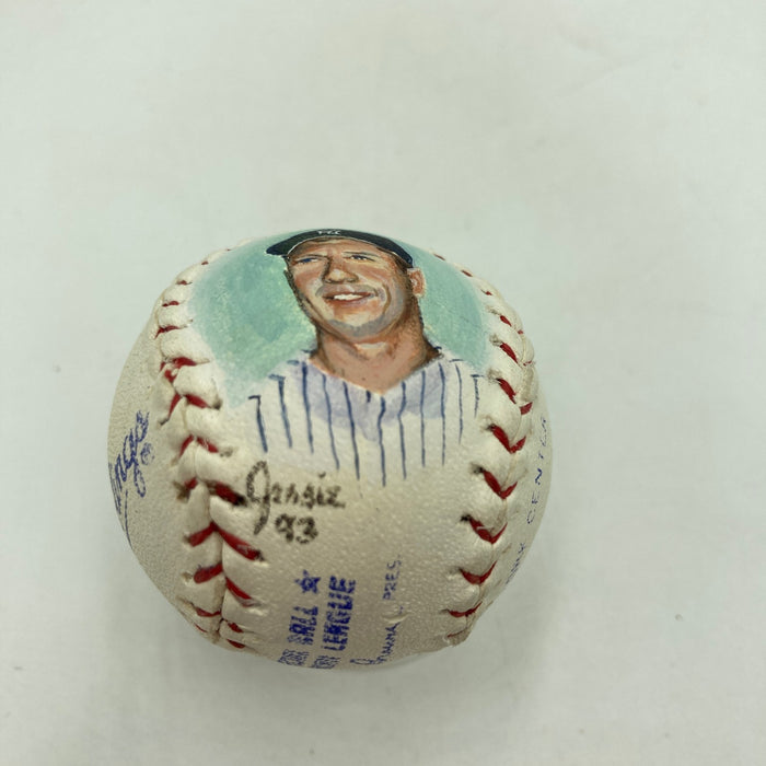 Rare Mickey Mantle Signed Art Mini American League Baseball JSA COA