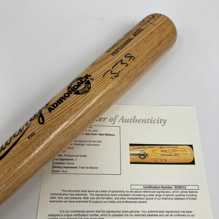 Barry Bonds Matt Williams Will Clark Signed Game Model Baseball Bat JSA COA