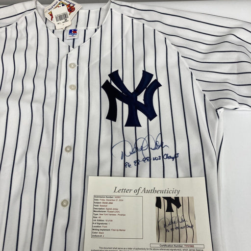 Derek Jeter 1996, 1998, 1999 World Series Champs Signed Yankees Jersey JSA COA