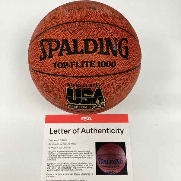1994 Dream Team II Olympics Team USA Signed Spalding Basketball PSA DNA COA
