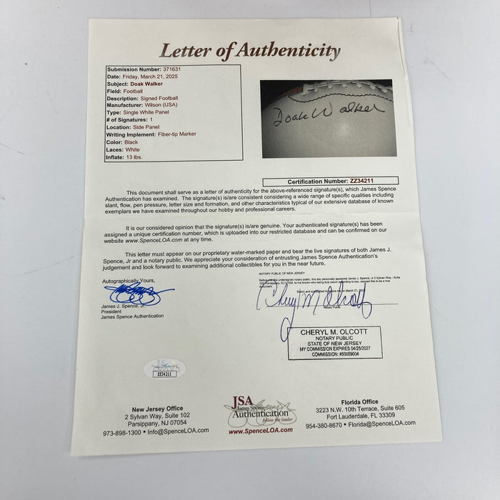 Doak Walker Signed Wilson Football JSA COA RARE