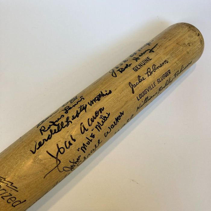 Willie Mays Hank Aaron Josh Gibson Negro League Signed Jackie Robinson Bat BAS